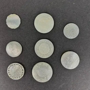 10 Round Antique Chinese Gaming Money Chips