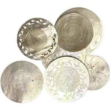 10 Round Antique Chinese Gaming Money Chips