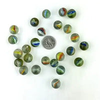 25 Midcentury 4 and 6 Vein Japanese Cat Eye Marbles