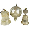 3 Antique Blown Glass Ornaments 2 Bells and 1 Balloon