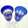 4 Vintage Cobalt Cut to Clear Champagne Flutes