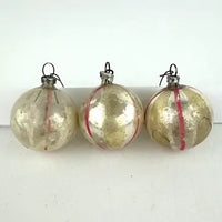 5 Antique Striped Feather Tree Ornaments