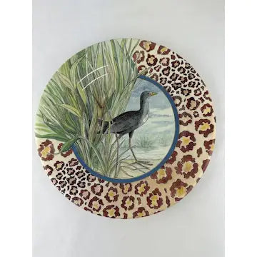 5 Hand Painted Porcelain Savane Plates from Gien France