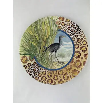 5 Hand Painted Porcelain Savane Plates from Gien France