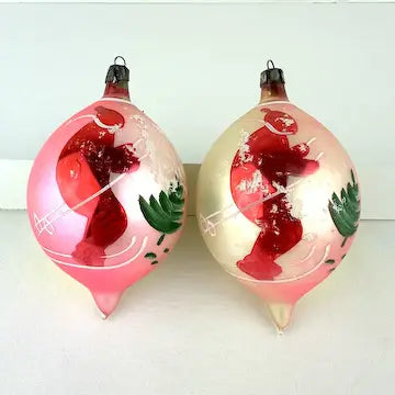 7 Midcentury Polish Blown Glass Ornaments