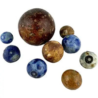 9 Antique Bennington Clay Marbles - 1 Large 1.25”