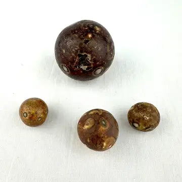 9 Antique Bennington Clay Marbles - 1 Large 1.25”