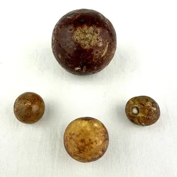 9 Antique Bennington Clay Marbles - 1 Large 1.25”