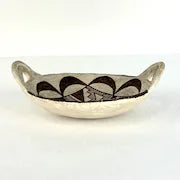 Acoma White Brown Vintage Bowl with Looped Handles