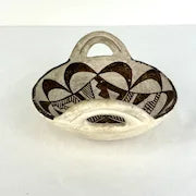 Acoma White Brown Vintage Bowl with Looped Handles