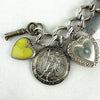 Amazing Vintage Charm Bracelet with Puffy Hearts, Native Charms and Religious Charms