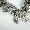 Amazing Vintage Charm Bracelet with Puffy Hearts, Native Charms and Religious Charms