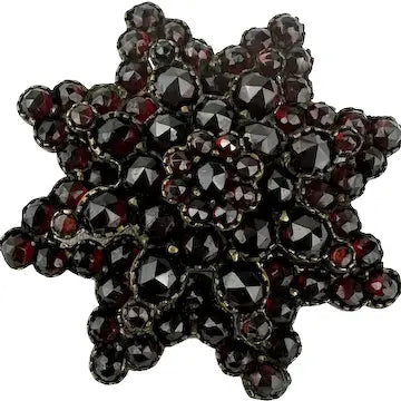 Antique Bohemian Garnet Cluster Star Brooch