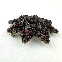 Antique Bohemian Garnet Cluster Star Brooch