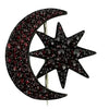 Antique Bohemian Garnet Star and Moon Brooch