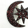 Antique Bohemian Garnet Star and Moon Brooch