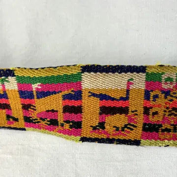 Antique Bolivian Hand Woven Wool Traditional Belt with Tassles