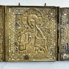 Antique Bronze Russian Traveling Icon Three Panel