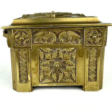 Antique Cast Brass Belgian Jewelry Box