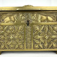 Antique Cast Brass Belgian Jewelry Box