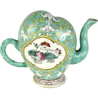 Antique Chinese Famille Vert Peach Shaped Cadogan Teapot