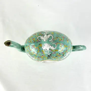 Antique Chinese Famille Vert Peach Shaped Cadogan Teapot