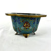 Antique Chinese Quatrefoil Shaped Cloisonne Footed Bowl