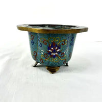 Antique Chinese Quatrefoil Shaped Cloisonne Footed Bowl