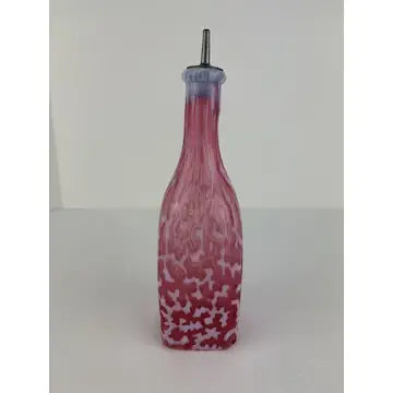 Antique Cranberry Opalescent Bitters/Barber Bootle with Seaweed Pattern