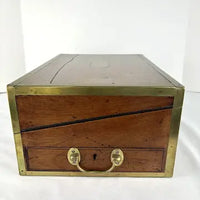 Antique English Rosewood and Brass Military Travel Writing Desk