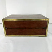 Antique English Rosewood and Brass Military Travel Writing Desk