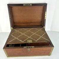 Antique English Rosewood and Brass Military Travel Writing Desk