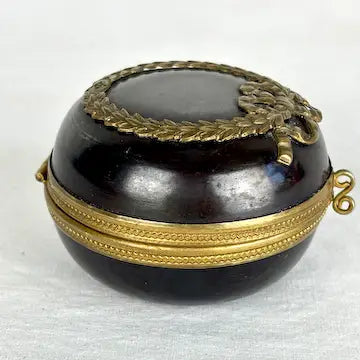 Antique French Ebonized Metal Empire Style Ring Box