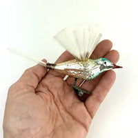 Rare Antique German Hummingbird Ornament with Spun Glass Wings and Tail