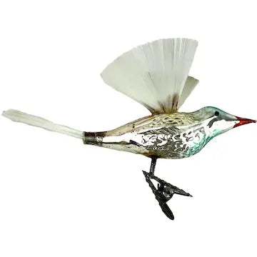 Rare Antique German Hummingbird Ornament with Spun Glass Wings and Tail