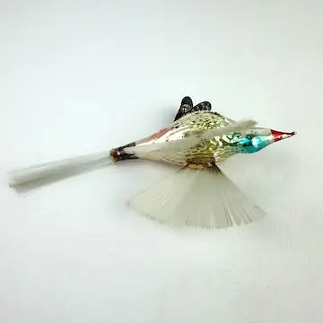 Rare Antique German Hummingbird Ornament with Spun Glass Wings and Tail