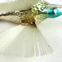 Rare Antique German Hummingbird Ornament with Spun Glass Wings and Tail