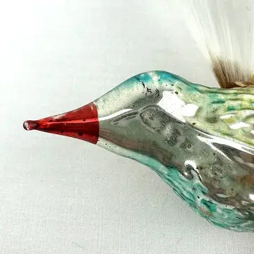 Rare Antique German Hummingbird Ornament with Spun Glass Wings and Tail