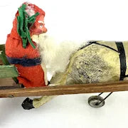 Antique German Santa and Horse Drawn Sleigh Pull Toy