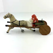 Antique German Santa and Horse Drawn Sleigh Pull Toy