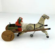 Antique German Santa and Horse Drawn Sleigh Pull Toy