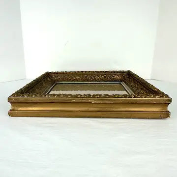 Antique Gilt Deep Picture Frame 8.5” x 9.5” Opening