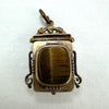 Antique Gold Filled Carved Onyx and Tiger Stone Locket Fob