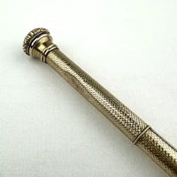 Antique Gold Filled Mechanical Pencil with Pink Glass Seal Stone