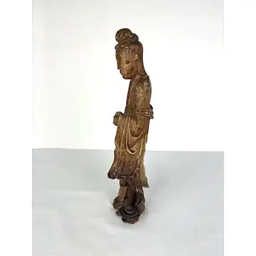 Antique Handcarved Soapstone Chinese Guanyin Figure