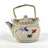 Antique Japanese Banko Miniature Teapot with Leaves and Bird