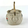 Antique Japanese Banko Miniature Teapot with Leaves and Bird