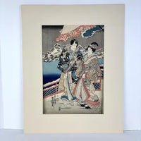 Antique Japanese Woodblock Print by Toyokuni III (Kunisada) Four Seasons