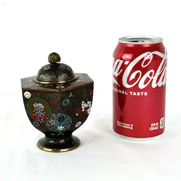 Antique Kyoto School Japanese Cloisonne Lidded Jar