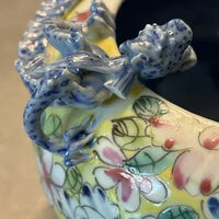 Antique Mille Fleur Chinese Bowl with a Dragon and Bat